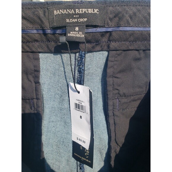 NWT Banana Republic Sloan Cropped Length Dark Denim Pants Size 8 New Old Stock - Picture 10 of 16